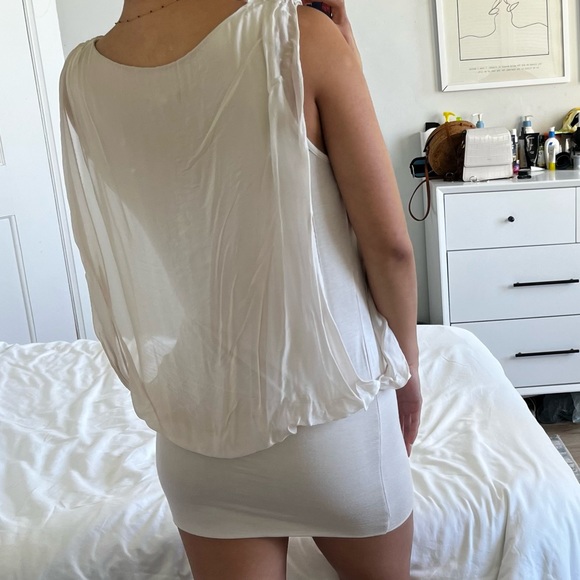 Cream silk draped dress size S - Picture 2 of 3